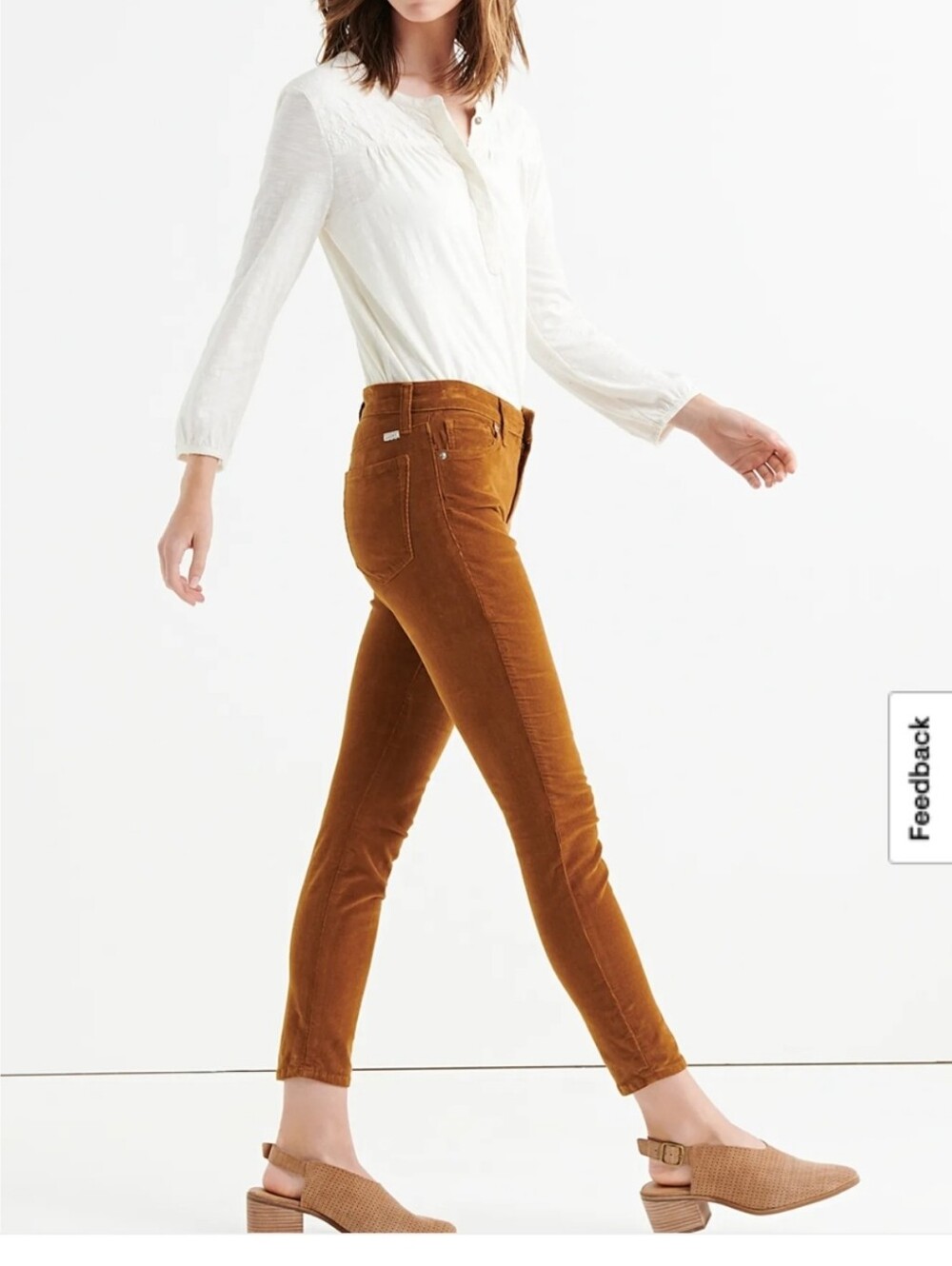 Lucky Branf Slim Corduroy Jeans in Rust Brown - Women Size 2 26 Women